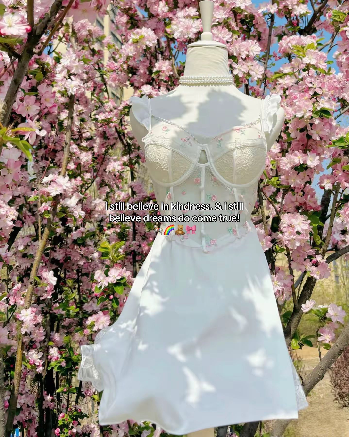 Lainey Embroidered Corset Nightie in White