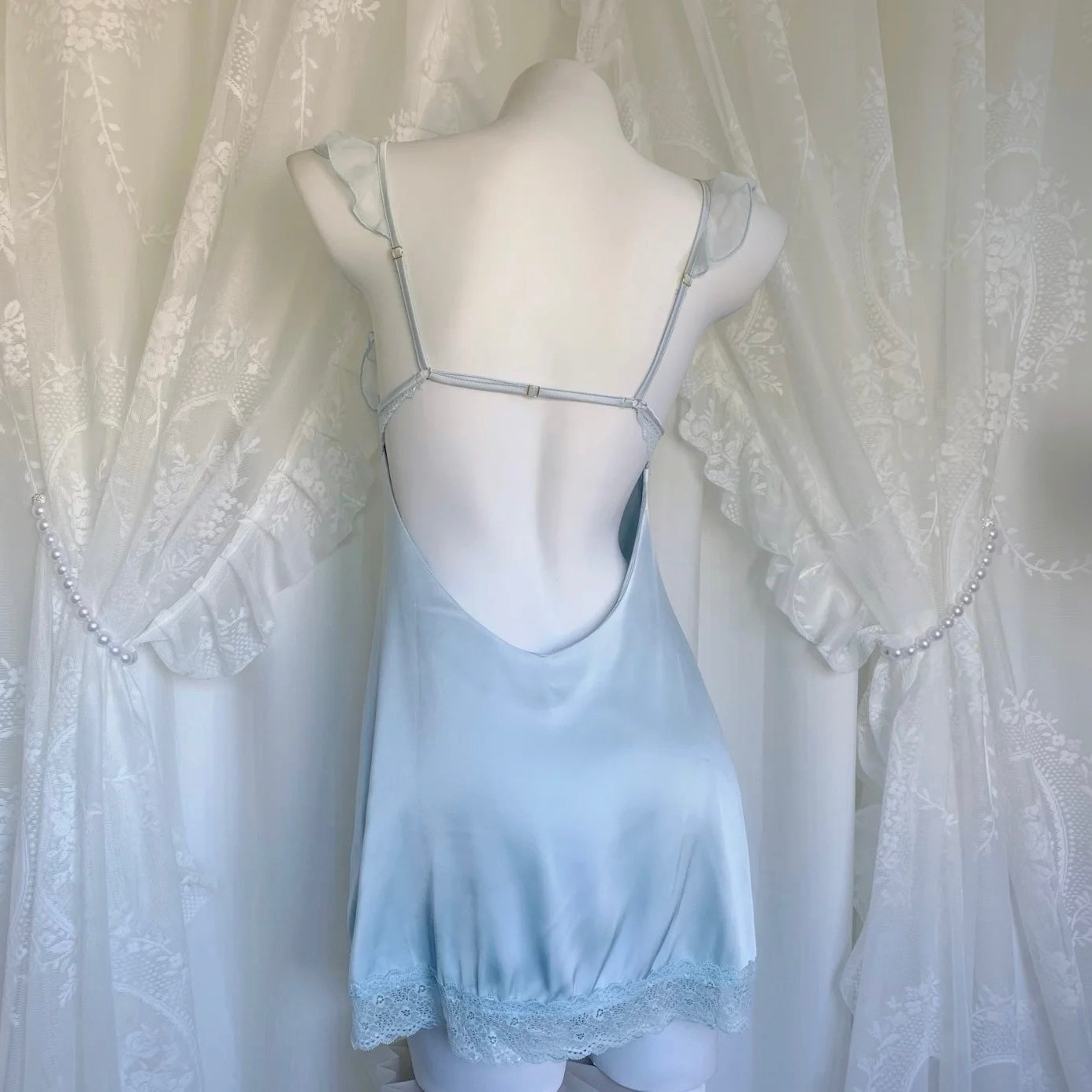 Baby Powder Satin Nightie in Blue