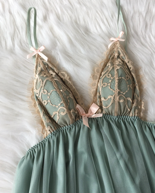 Nuisette Princesse Féerique en Mousseline Verte