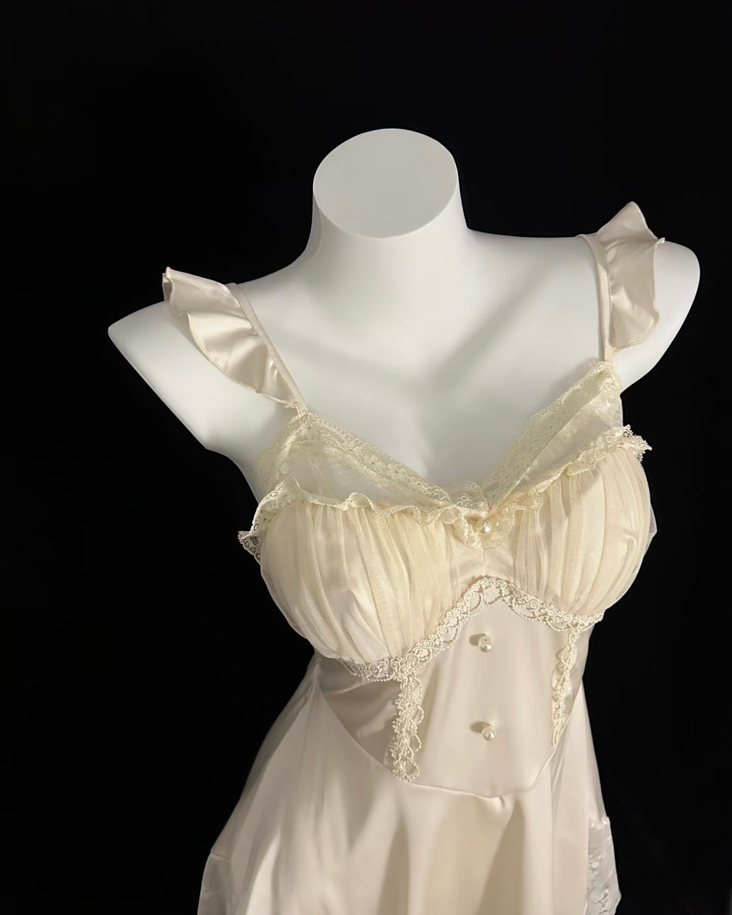 Athena Lace Nightie in Champagne Gold