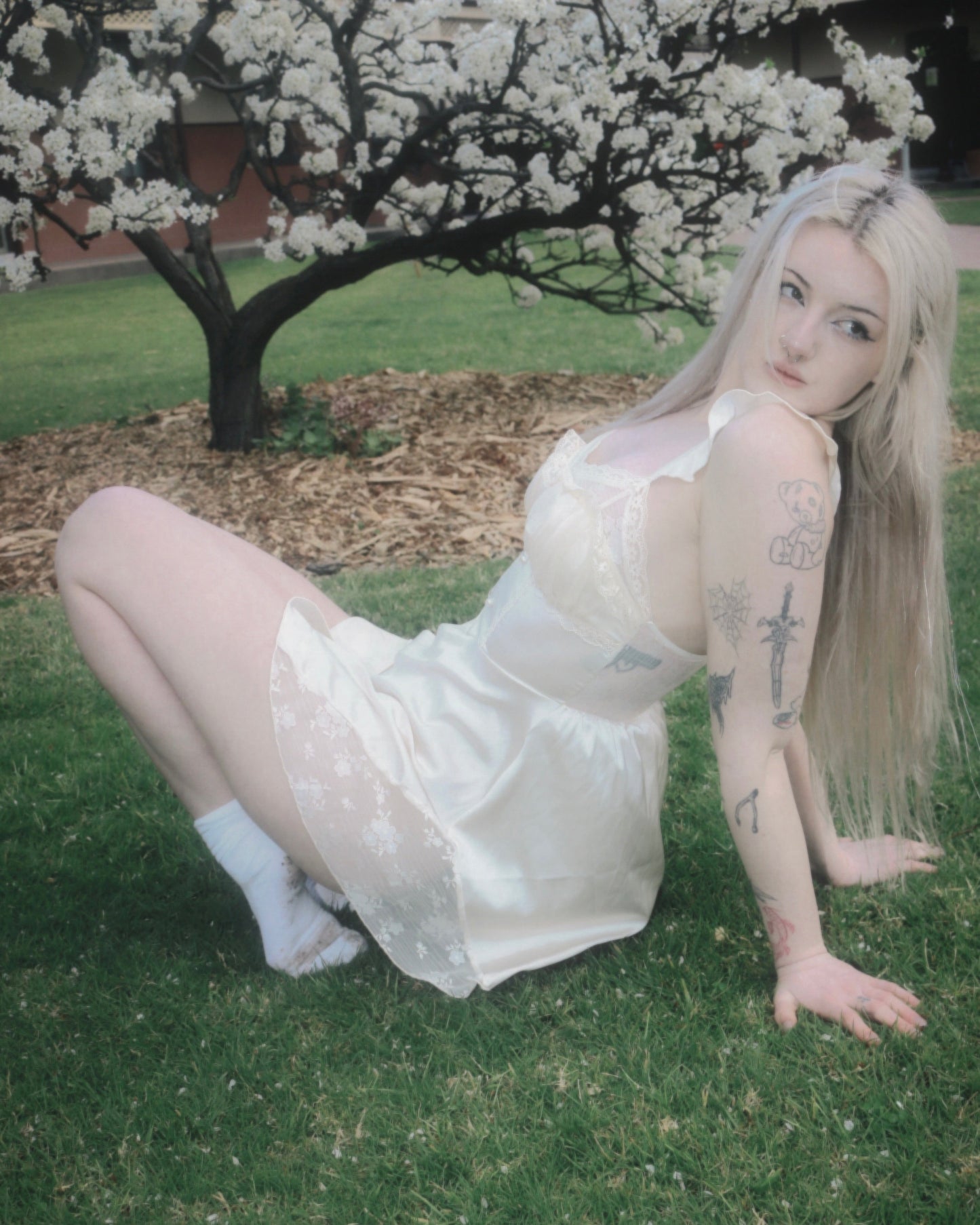 Athena Lace Nightie in Champagne Gold