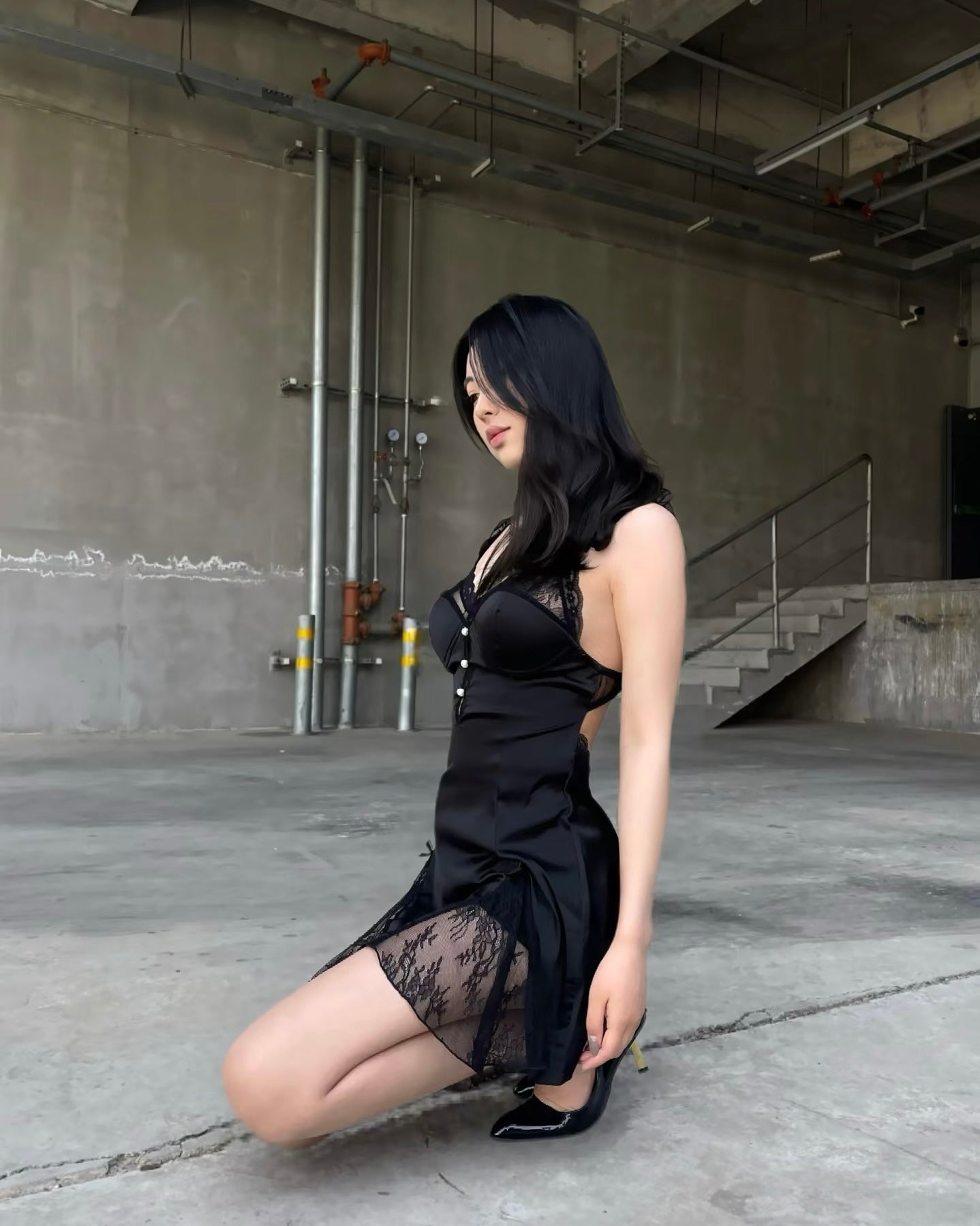 Nuisette Juliet en Satin Noir