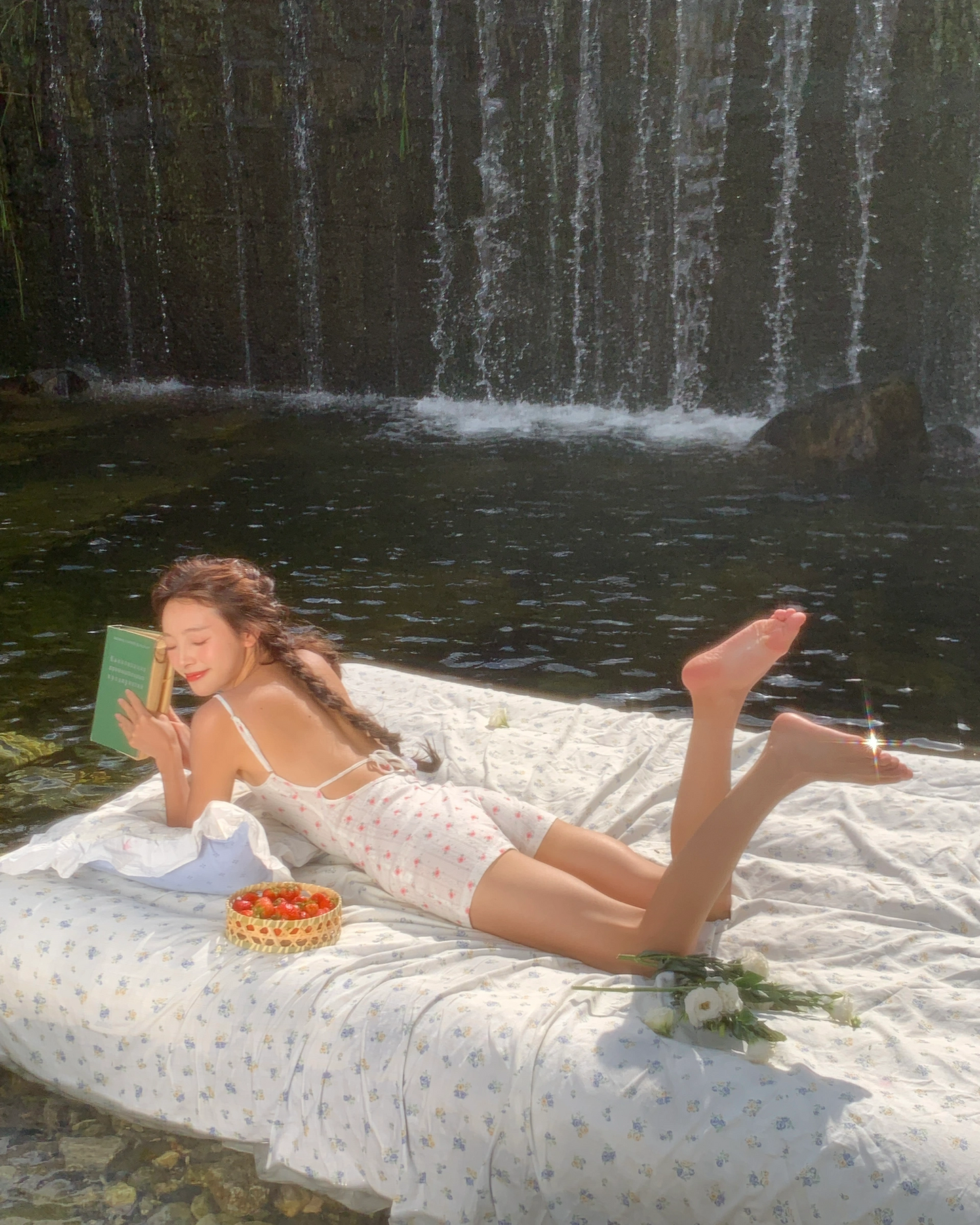 Floral Pointelle Playsuit in White