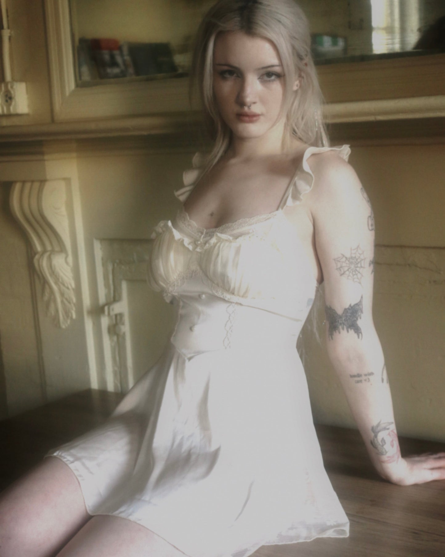 Athena Lace Nightie in Champagne Gold