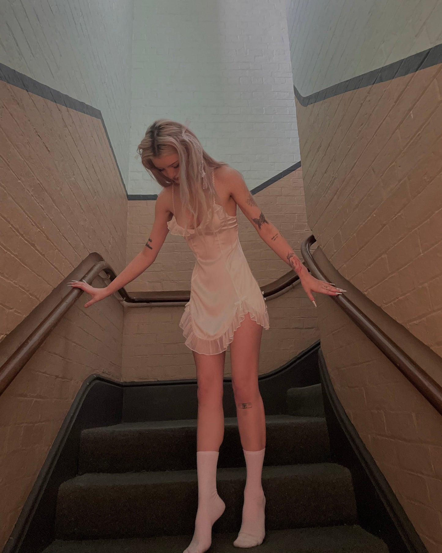 Heather Satin Nightie in White