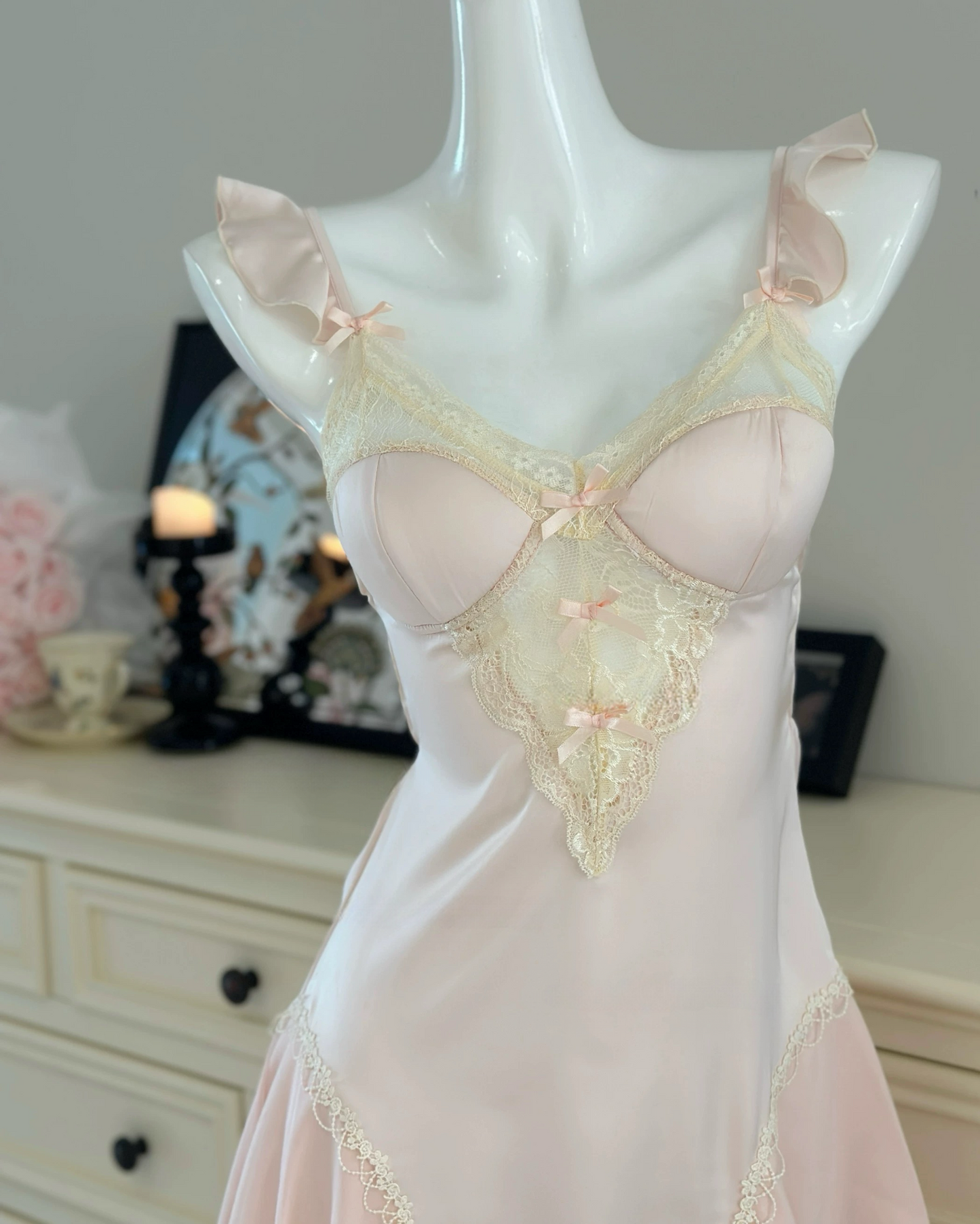 Angelica Satin Nightie in Baby Pink
