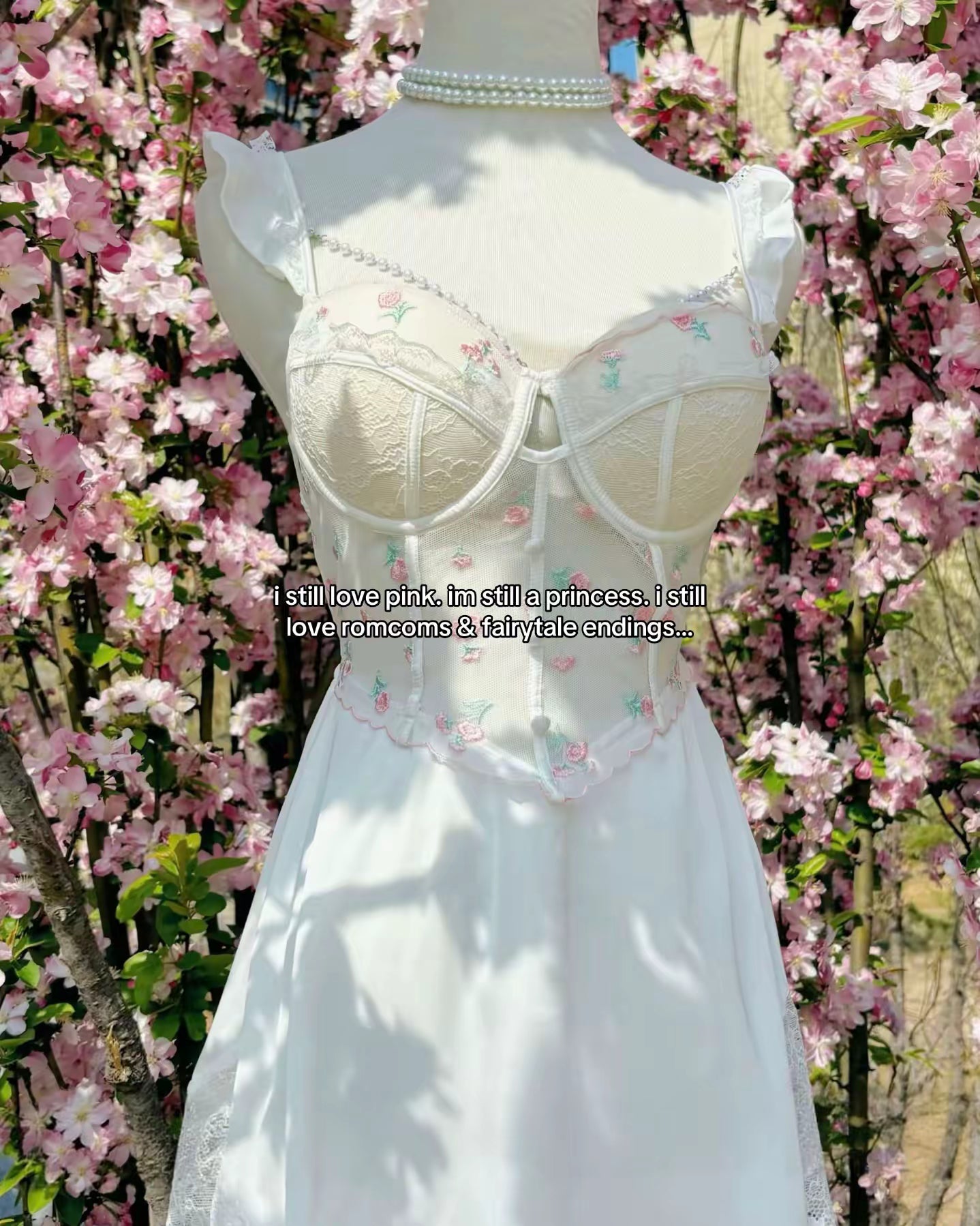 Lainey Embroidered Corset Nightie in White