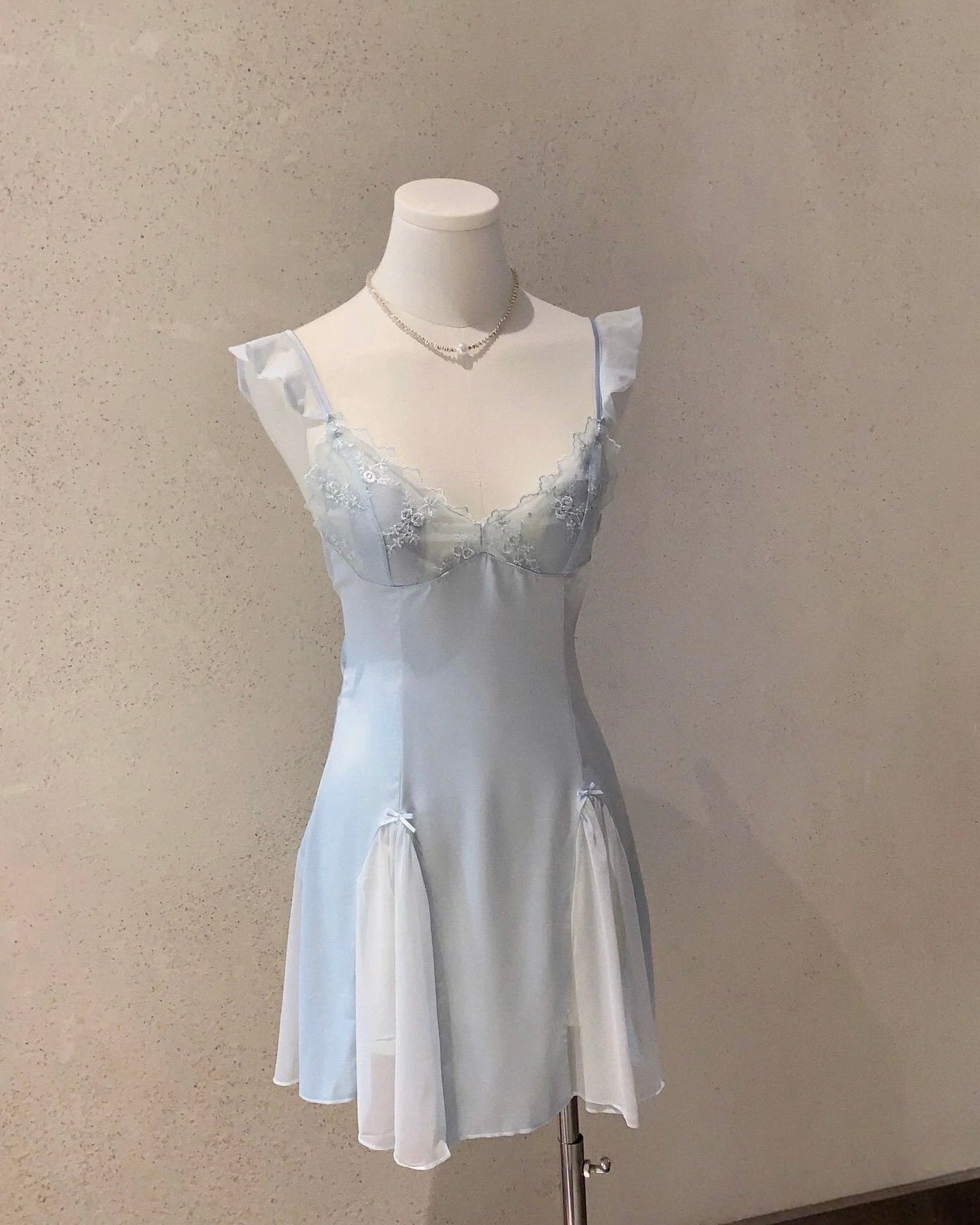 Layla Satin Nightie in Baby Blue