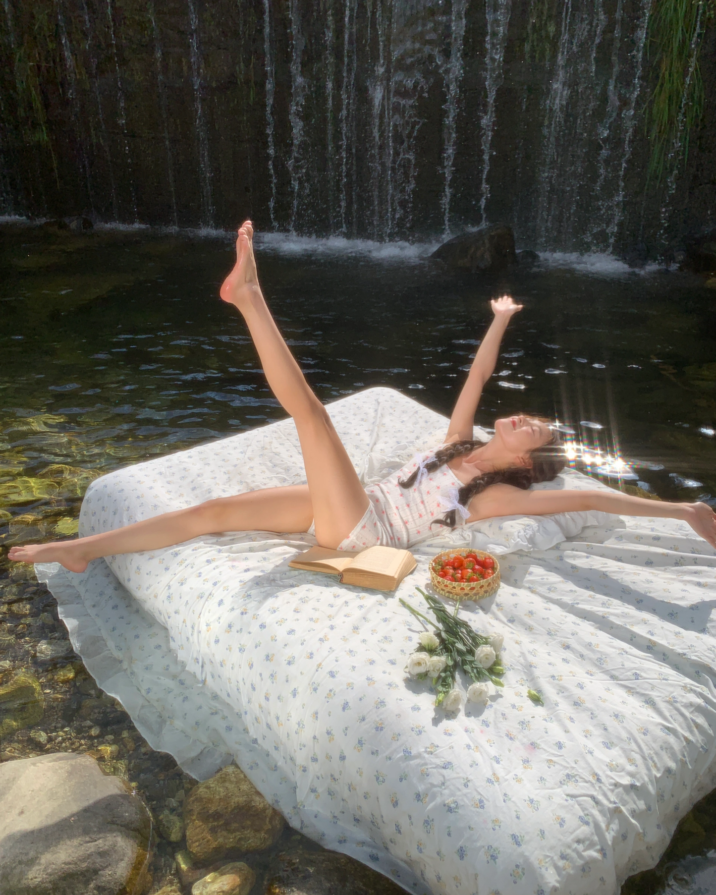 Floral Pointelle Playsuit in White