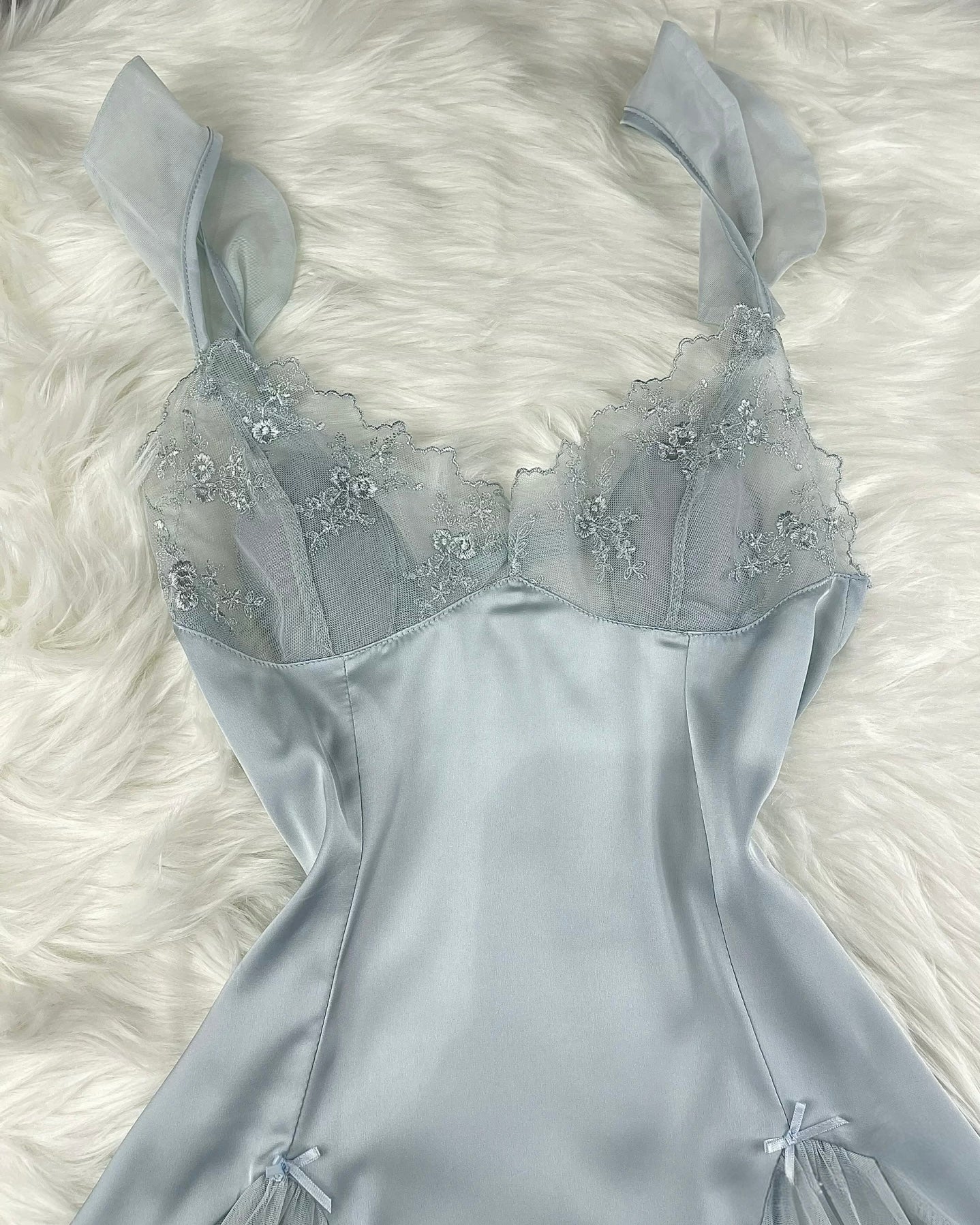 Layla Satin Nightie in Baby Blue