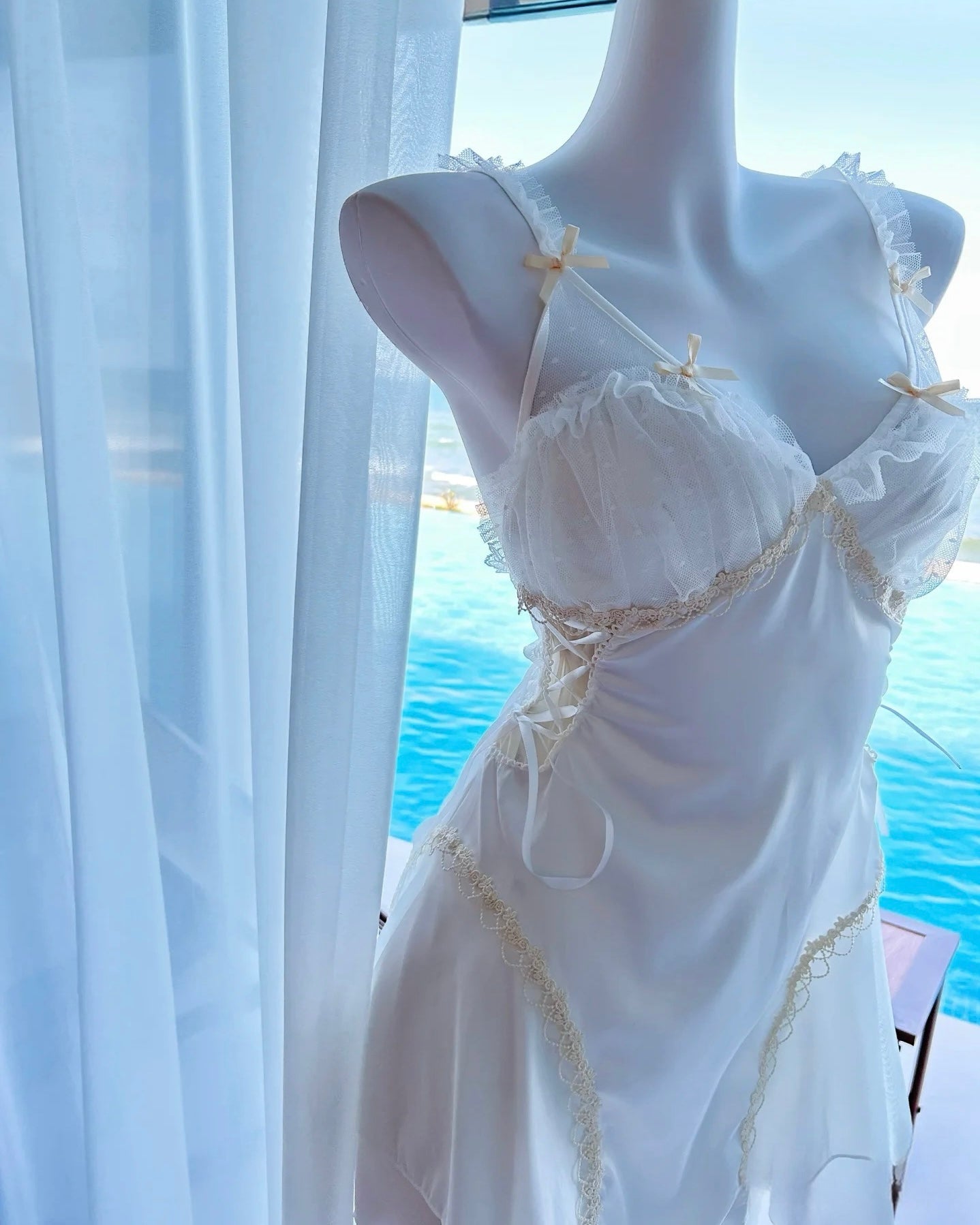 Maisie Satin Nightie in White