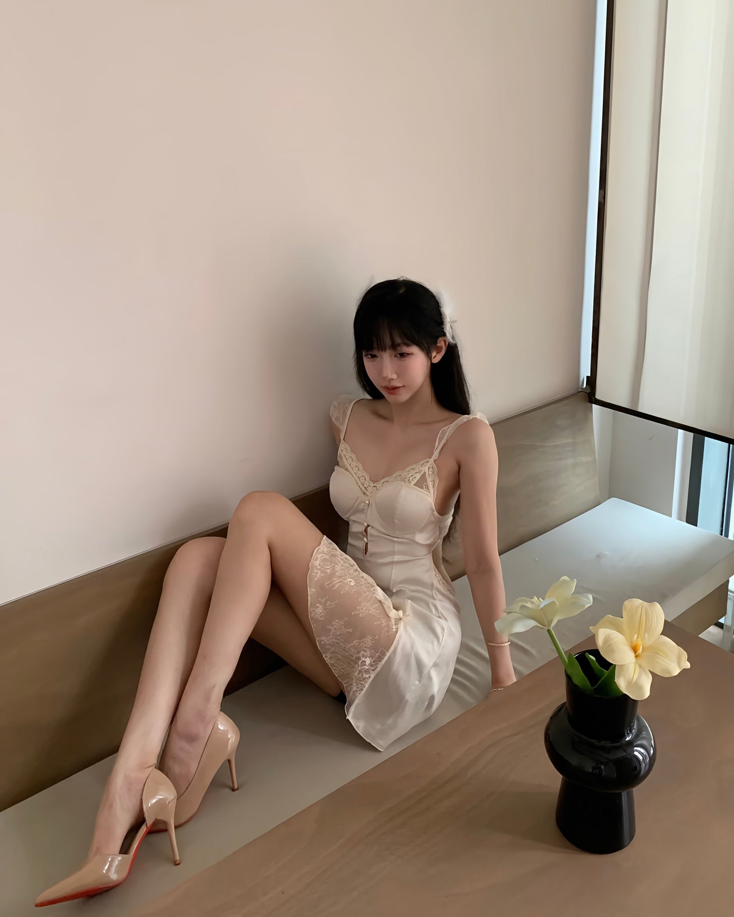 Nuisette en Satin Juliet en Ivoire