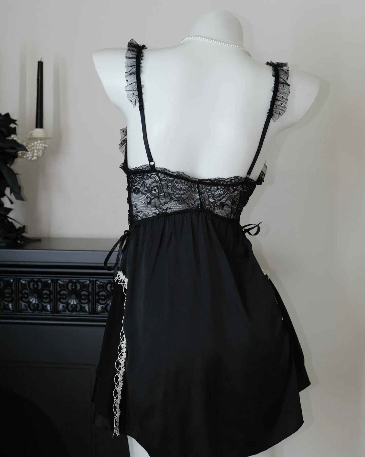 Maisie Satin Nightie in Black