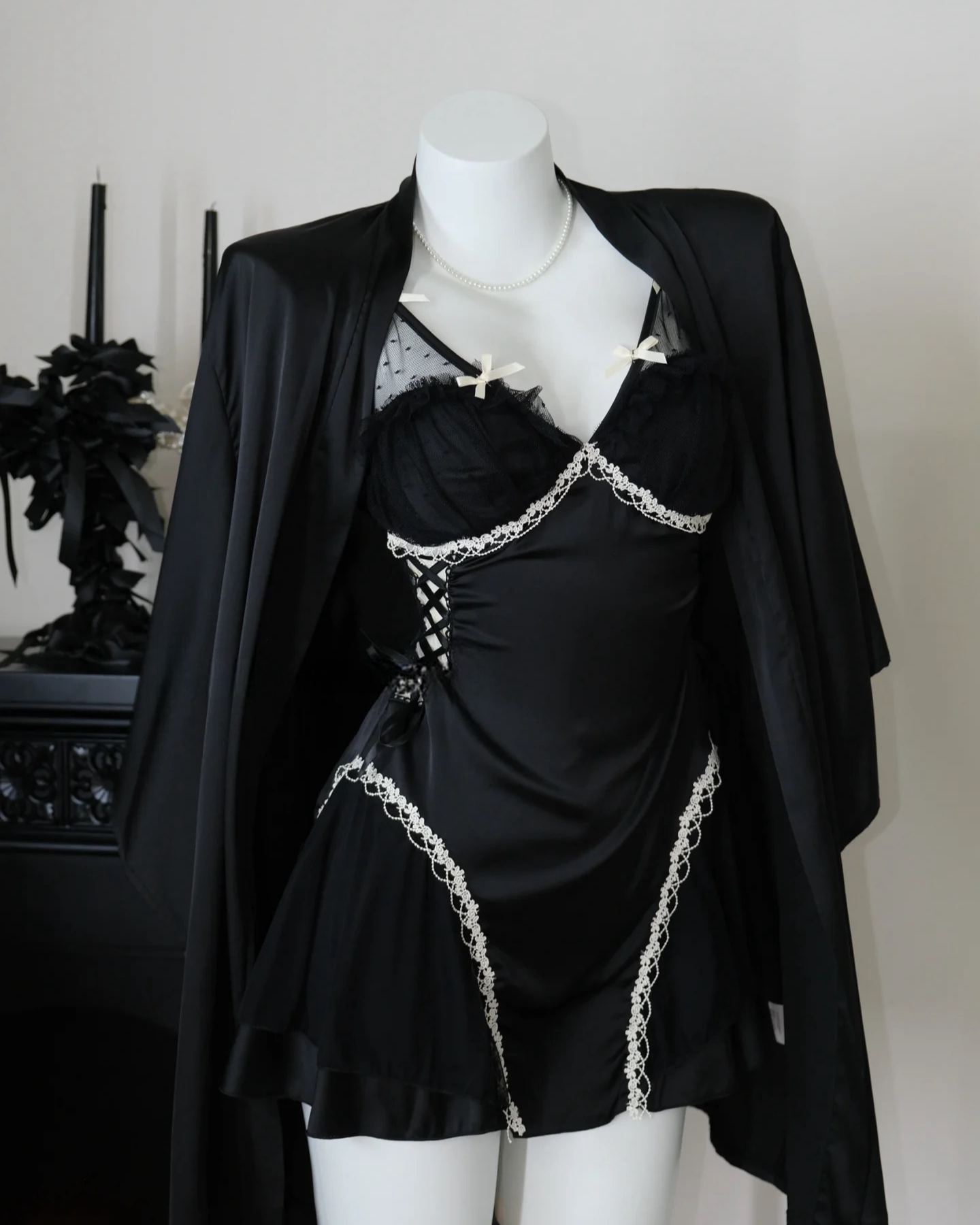 Maisie Satin Nightie in Black