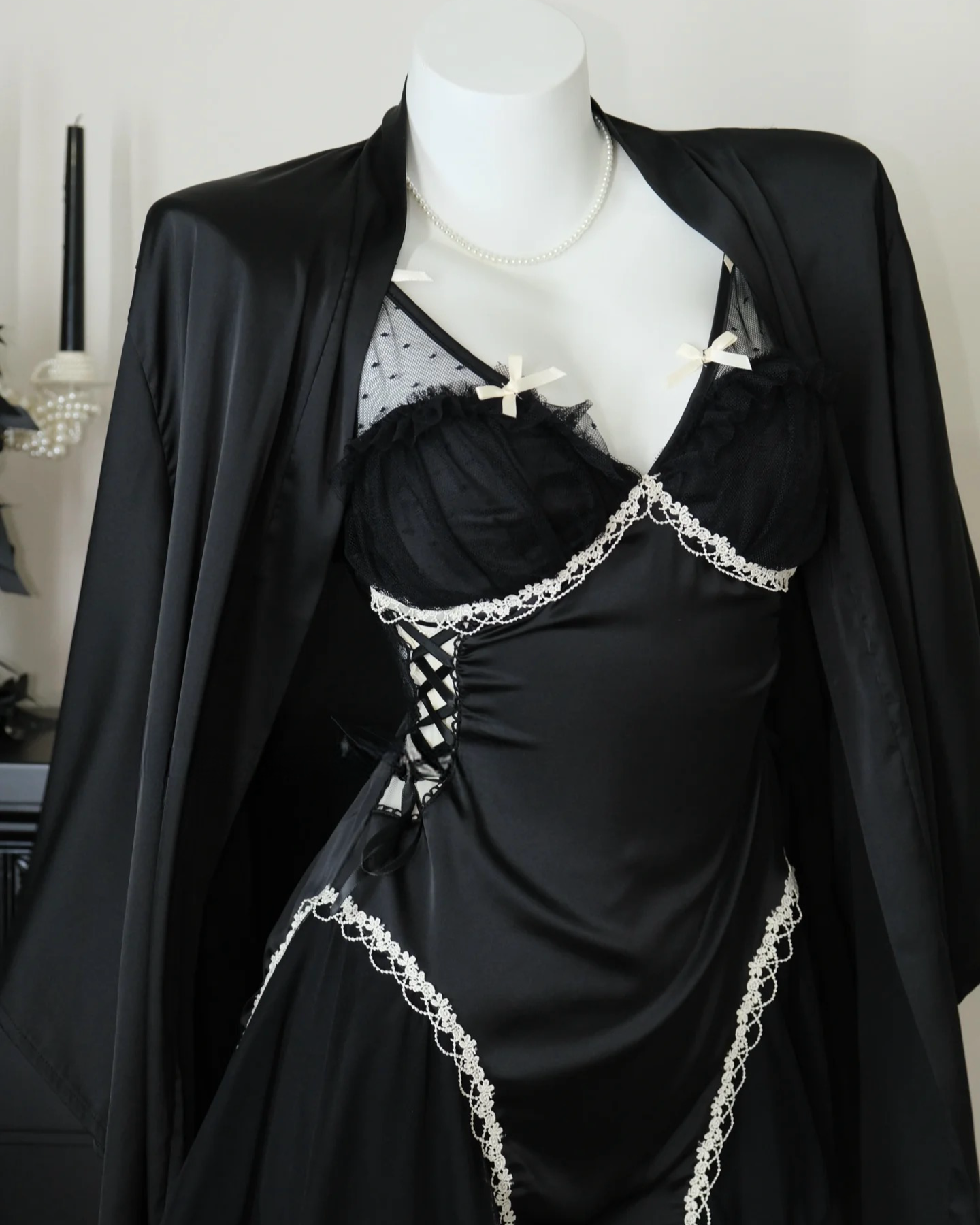 Maisie Satin Nightie in Black