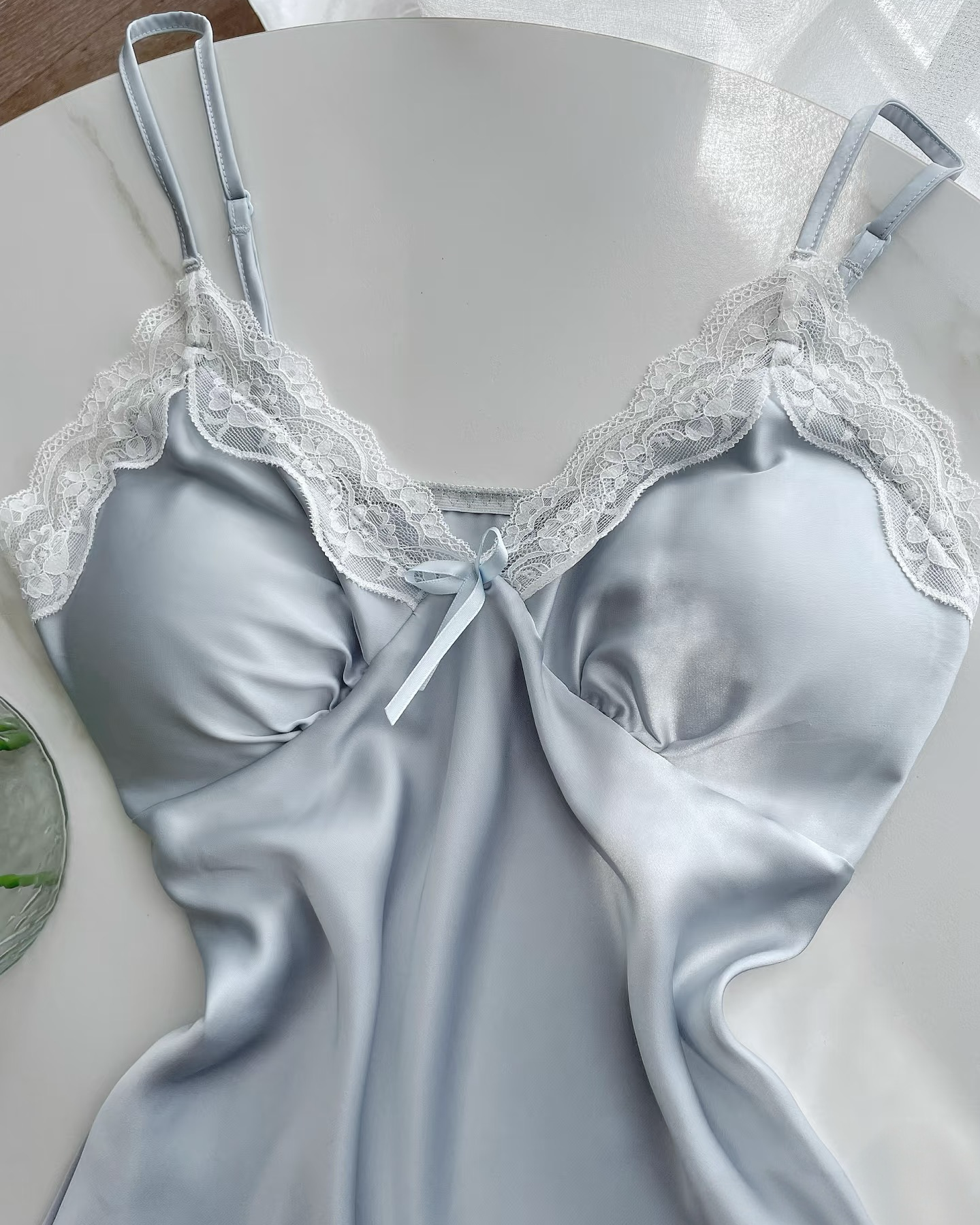 Lisette Satin Nightie in Baby Blue
