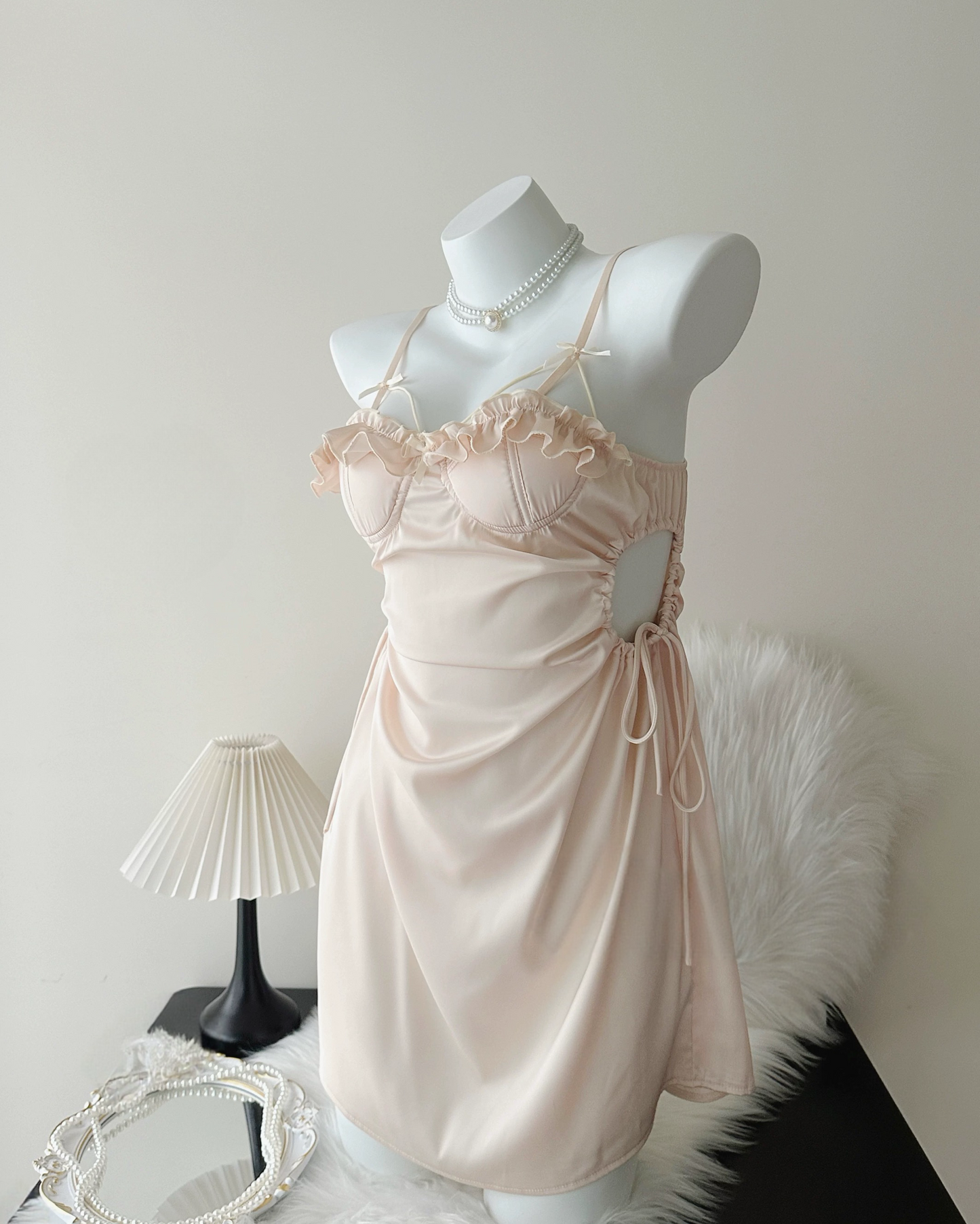 Annalise Cutout Nightie in Champagne Pink